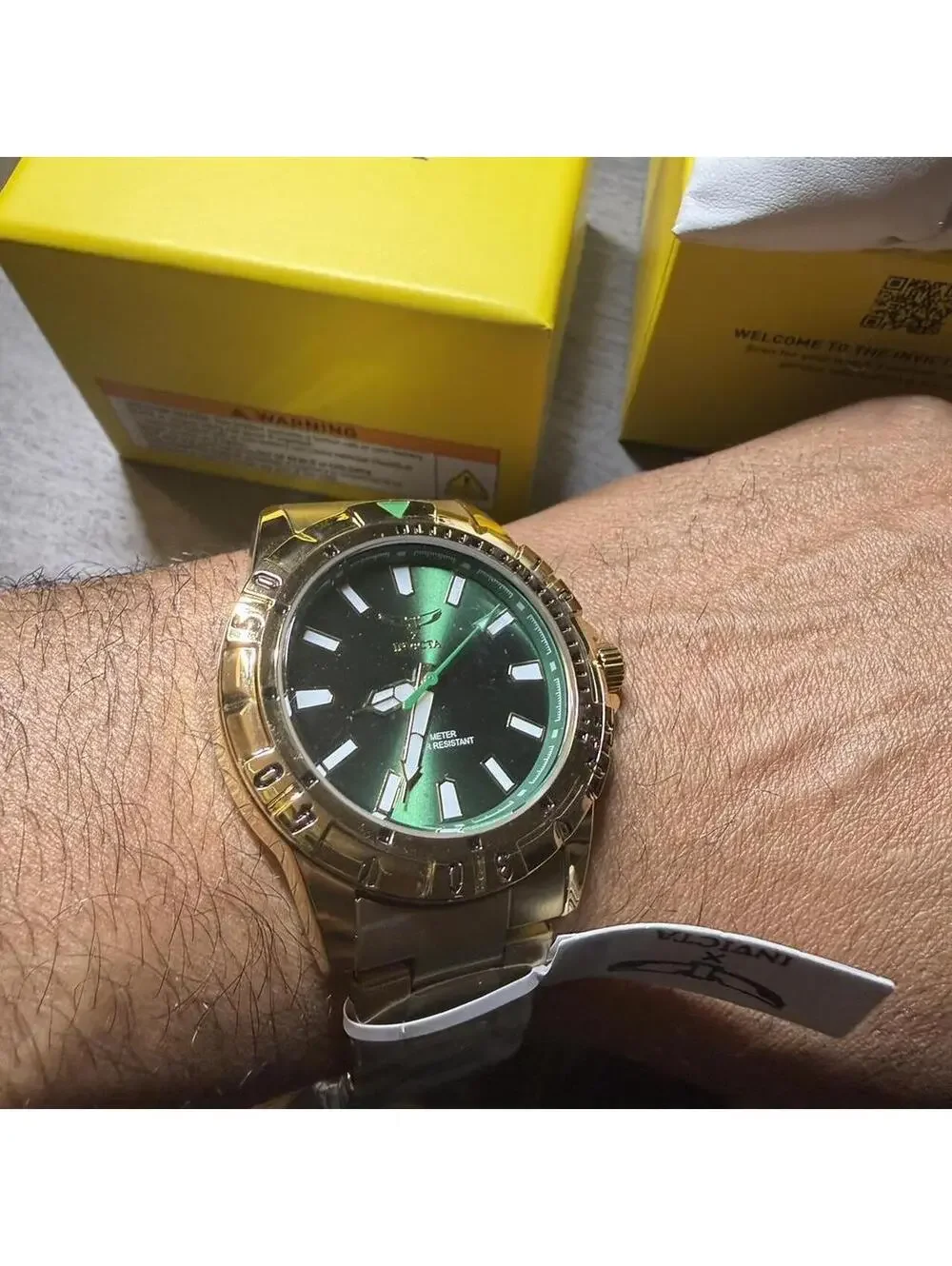 Invicta Pro Diver Men's Quartz 40mm Black Dial Green Bezel
